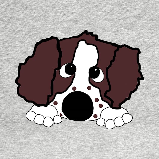 english springer spaniel liver white peeking cartoon by Wanderingangel